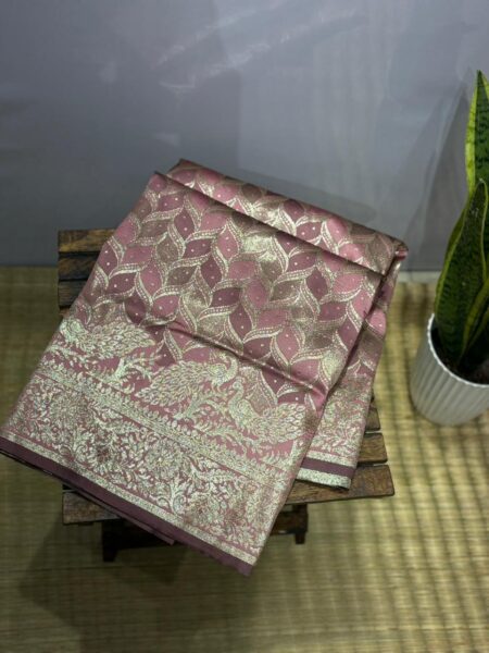 Pestel Pink Banarasi Saree with Silver Zari Weaving