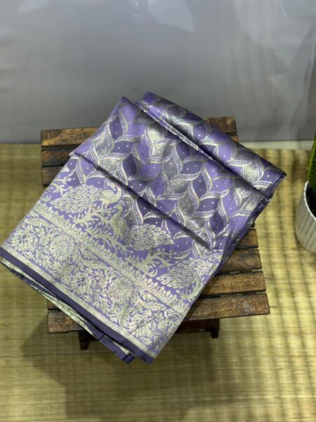 Pestel Purple Banarasi Saree with Silver Zari Weaving