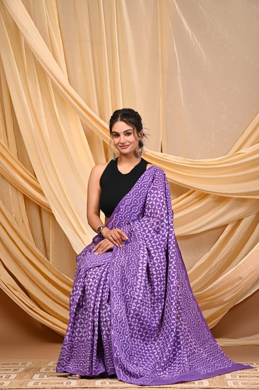 Cotton purple saree